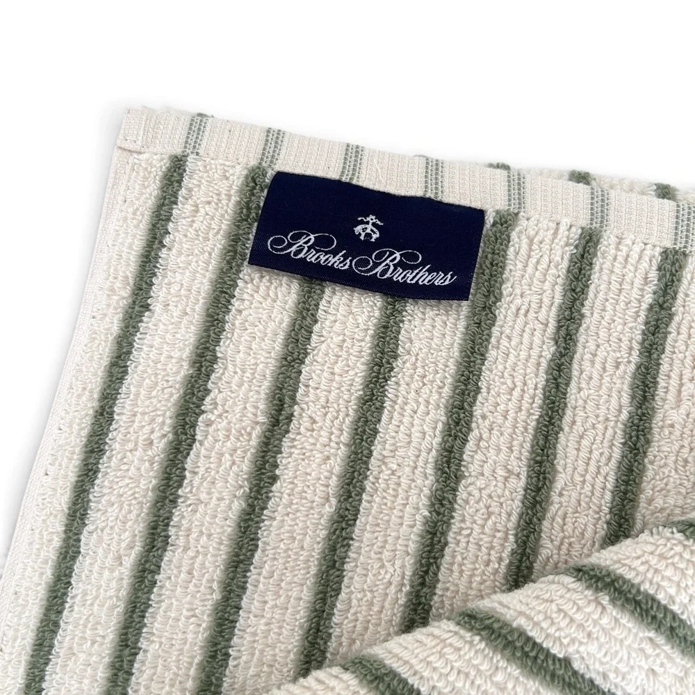 Brooks Brothers 100% Cotton Green Multicolor 4 Pc Turkish Bath Hand Towels NWT